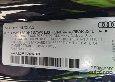 2020 Audi A3 Premium 45 Tfsi S Line Quattro S Tronic z USA, uszkodzony, nr VIN WAUBEGFF1LA094383